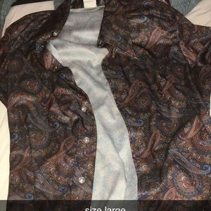 button down brown and blue